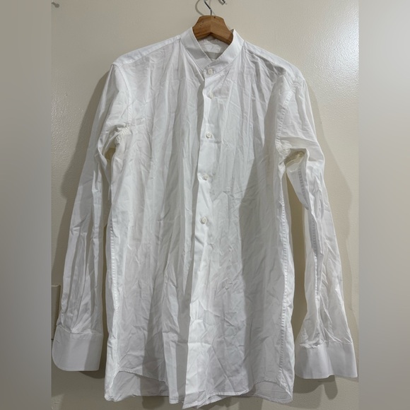 SAMAN AMEL Other - SAMAN AMEL Men's White Band-Collar Dress Shirt — Modern Minimalist